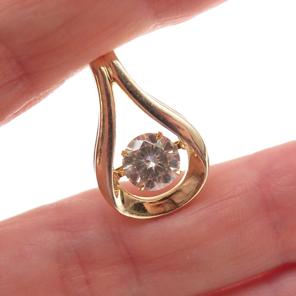 Savoy 925 Sterling Silver Gold Plated Moissanite Teardrop Slide Charm Pendant